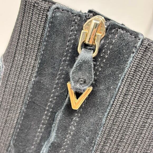 Vionic Suede Boot Size 8.5 Kaylee Side Knit Black Heeled Water Resistant - Picture 5 of 13